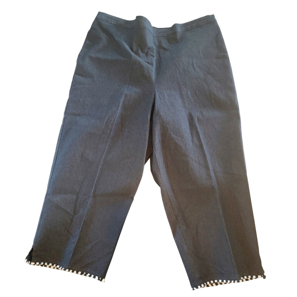 Alfred Dunner 20W Portofino Capri Pants Black Women's Pull On Fringe‎ Ankles NWT